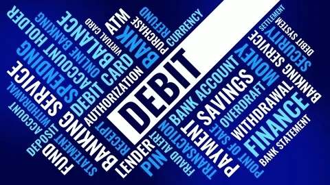 Debit word cloud animation for digital payments and account management. Dia.. Stock Footage 341272412