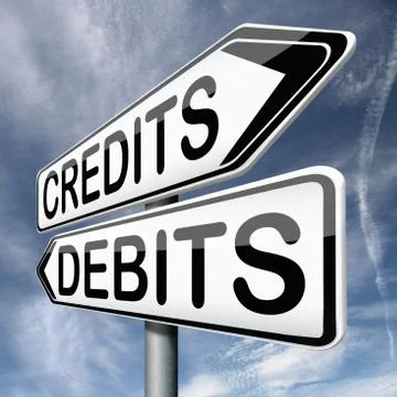 Debits or credits Stock Illustration
