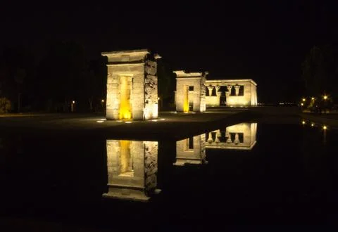 Debod's temple at night Stock Photos