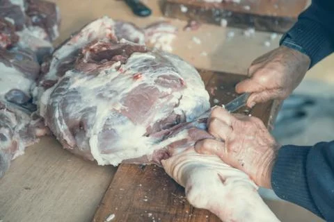 Debone pork shoulder Stock Photos
