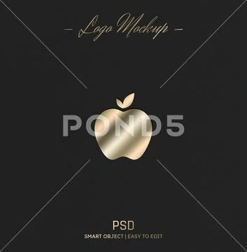 Debossed golden logo mockup on black paper PSD Template