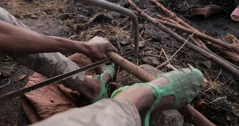 Debre Berhan Close up of Potter's hands work with clay in central Ethiopia Stock Footage 109172825