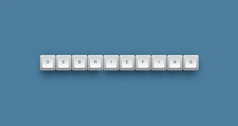 Debriefing text on a 3d keyboard button with shadow concept series 스톡 일러스트