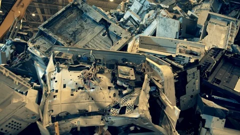 Debris of broken tv-sets and computers in a pile. Garbage, trash, waste Stock-Footage 126078859