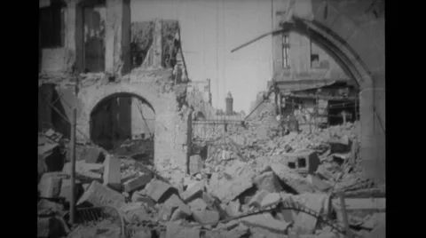 Debris of destroyed building Stock Footage 39933366