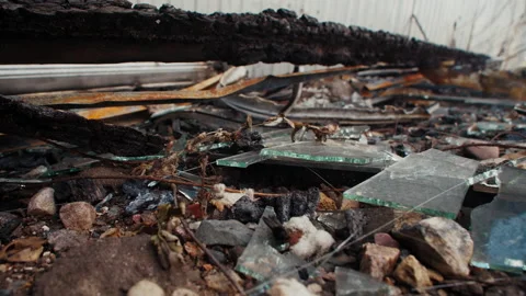 Debris on the ground after a fire Stock Footage 199682733