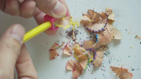 Debris from the sharpening on white background Stock Footage 84145627