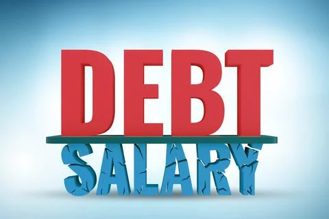 Debt and loan concept as a proportion of salary 스톡 일러스트