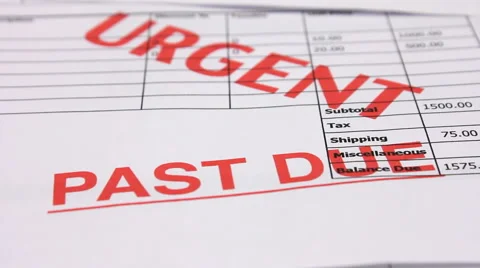 Debt and recession.  Debts past due bills and overdue invoices for payment. Stock Footage