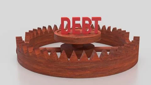 The DEBT on Bear Trap for Business Concept 3d Rendering. Stock Illustration