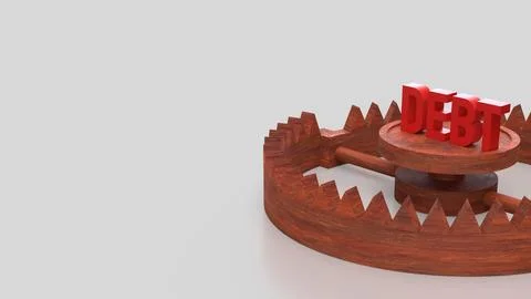 The DEBT on Bear Trap for Business Concept 3d Rendering. Stock Illustration