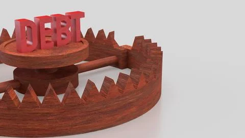 The DEBT on Bear Trap for Business Concept 3d Rendering. Stock Illustration