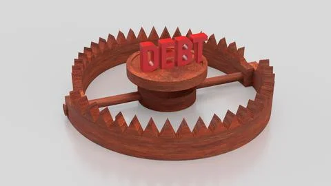 The DEBT on Bear Trap for Business Concept 3d Rendering. Stock Illustration
