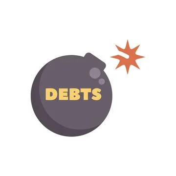 Debt bomb exploding causing financial crisis Stock Illustration