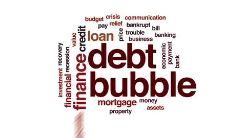 Debt bubble animated word cloud, text design animation. Stock Footage 81315777