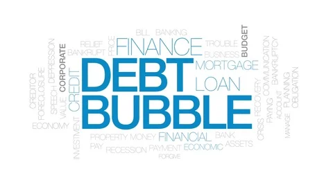 Debt bubble animated word cloud, text design animation. Kinetic typography. Stock Footage 81875063