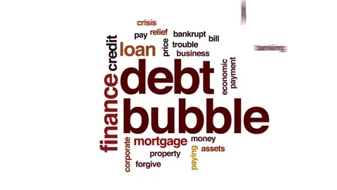 Debt bubble animated word cloud, text design animation. Kinetic typography. Stock Footage 82359086
