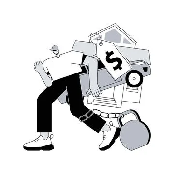 Debt burden abstract concept vector illustration. Illustrazione stock