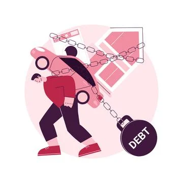 Debt burden abstract concept vector illustration. Illustrazione stock