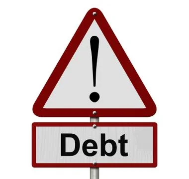Debt caution sign Stock Illustration