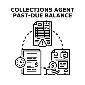 Debt collection agent managing past due balance Stock Illustration