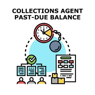 Debt collection agent managing past due balance accounts Stock Illustration