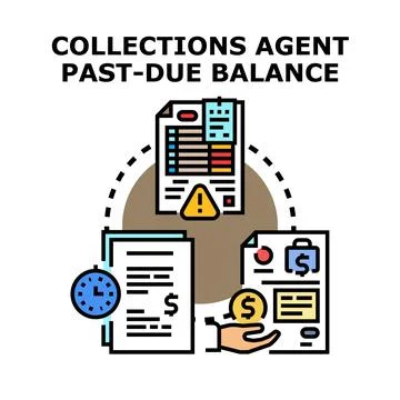 Debt collection agent managing past due balance Stock Illustration