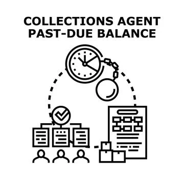Debt collection agent managing past due balance accounts Stock Illustration