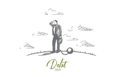 Debt concept. Hand drawn isolated vector Stock Illustration