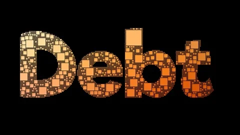 Debt Consolidation Pixelated Text Transforming Looping Grid With Glitch Effec Vídeo Stock 113882073