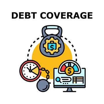Debt coverage evaluating financial responsibility and solvency Illustrazione stock