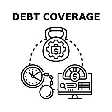 Debt coverage evaluating financial responsibility and solvency Stock Illustration