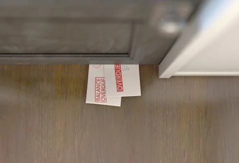 Debt Envelope Stack Under Door Stock Illustration