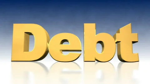 Debt Explode on Blue Stock Footage