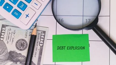 Debt Explosion Crisis Stock Photos