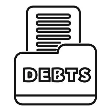 Debt folder containing financial documents icon Illustrazione stock