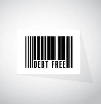 Debt free barcode sign concept illustration 스톡 일러스트