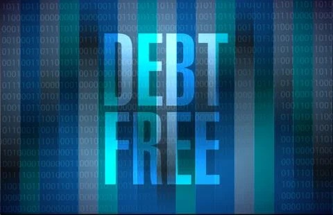 Debt free binary sign concept Illustrazione stock