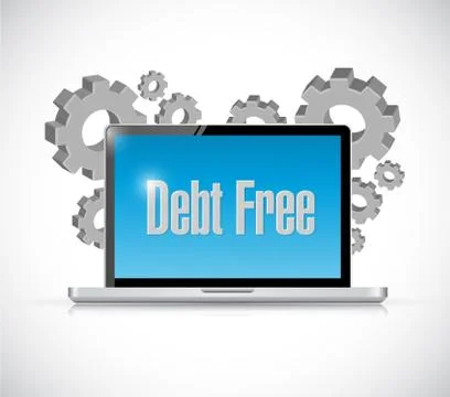 Debt free tech computer sign concept Stock Illustration