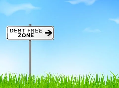 Debt free zone sign Stock Illustration