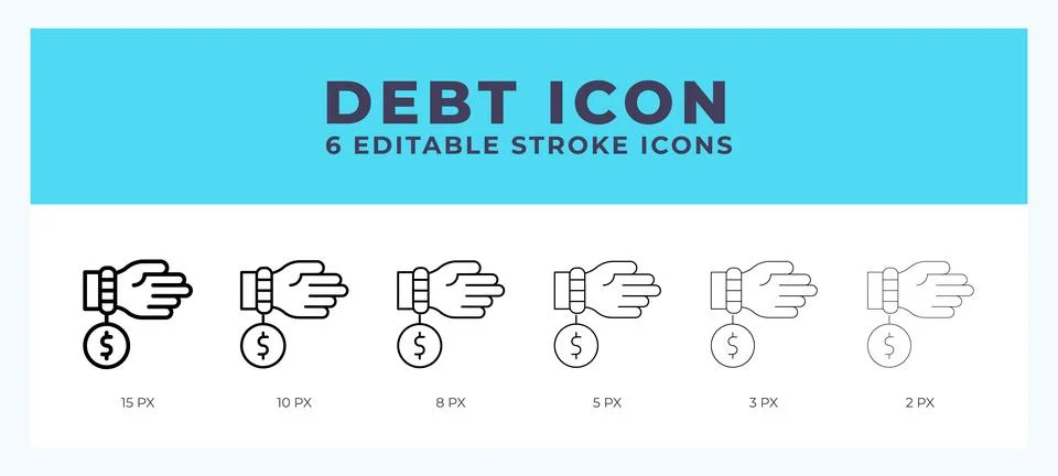 Debt icon. Editable stroke line icon vector illustration. Stock Illustration