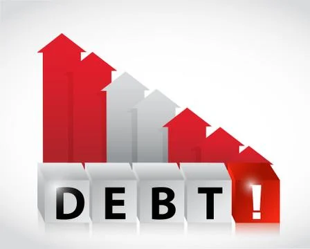 Debt increasing business graph falling Stock Illustration