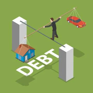Debt isometric flat vector concept. Stock Illustration