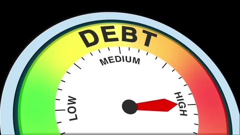 Debt Level Text or Word  Low and Medium to High Meter Concept Animation Stock Footage 288633879