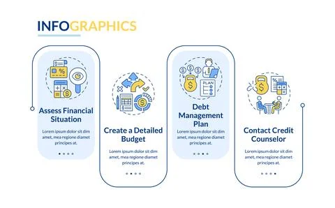Debt management plan rectangle infographic vector 스톡 일러스트