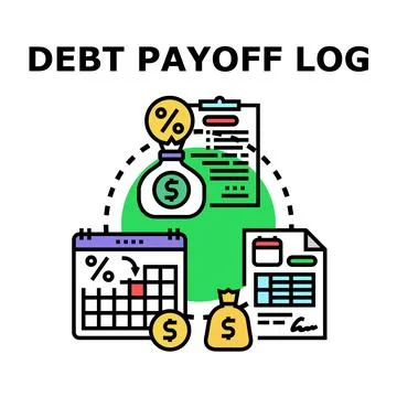 Debt payoff log system tracking financial strategy Stock Illustration