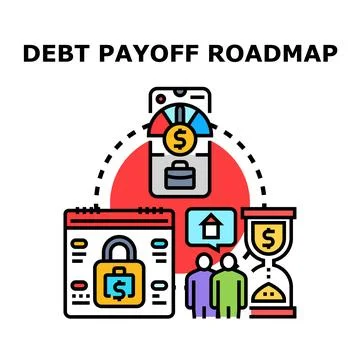Debt payoff roadmap financial planning strategy Stock Illustration