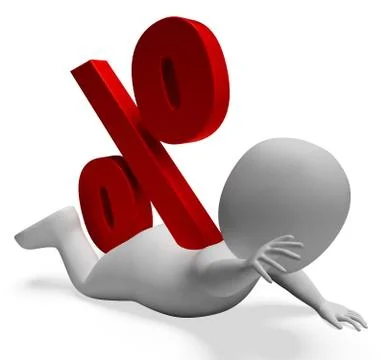 Debt Problem Shows Percentage Sign And Broke 3d Rendering イラスト素材