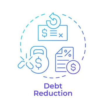 Debt reduction blue gradient concept icon Stock Illustration