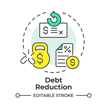 Debt reduction multi color concept icon Stock Illustration